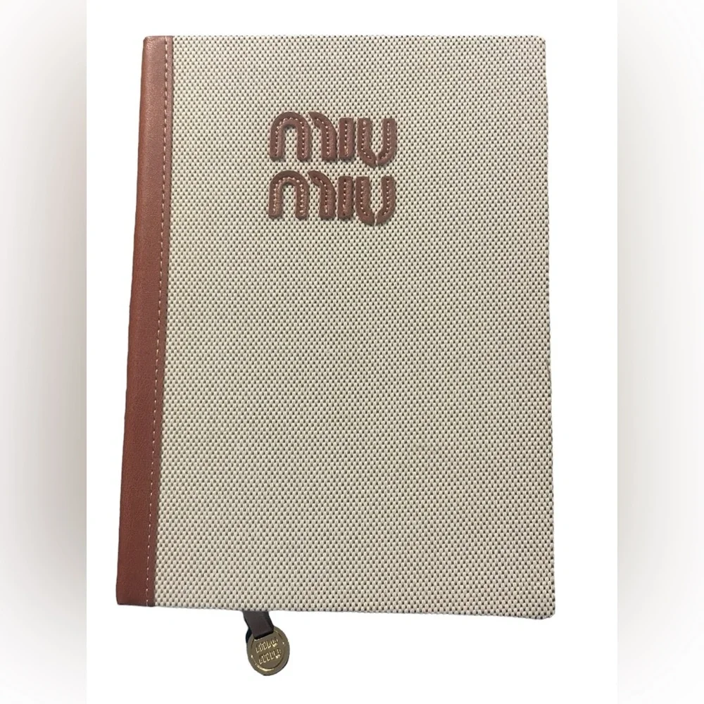 New in Bag Miu Miu Textured Canvas GWP Lined Notebook with Belt Closure